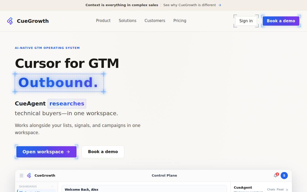Cue Growth website preview