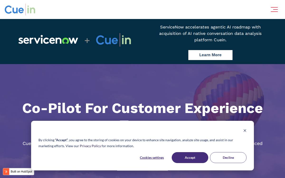 CueIn website preview