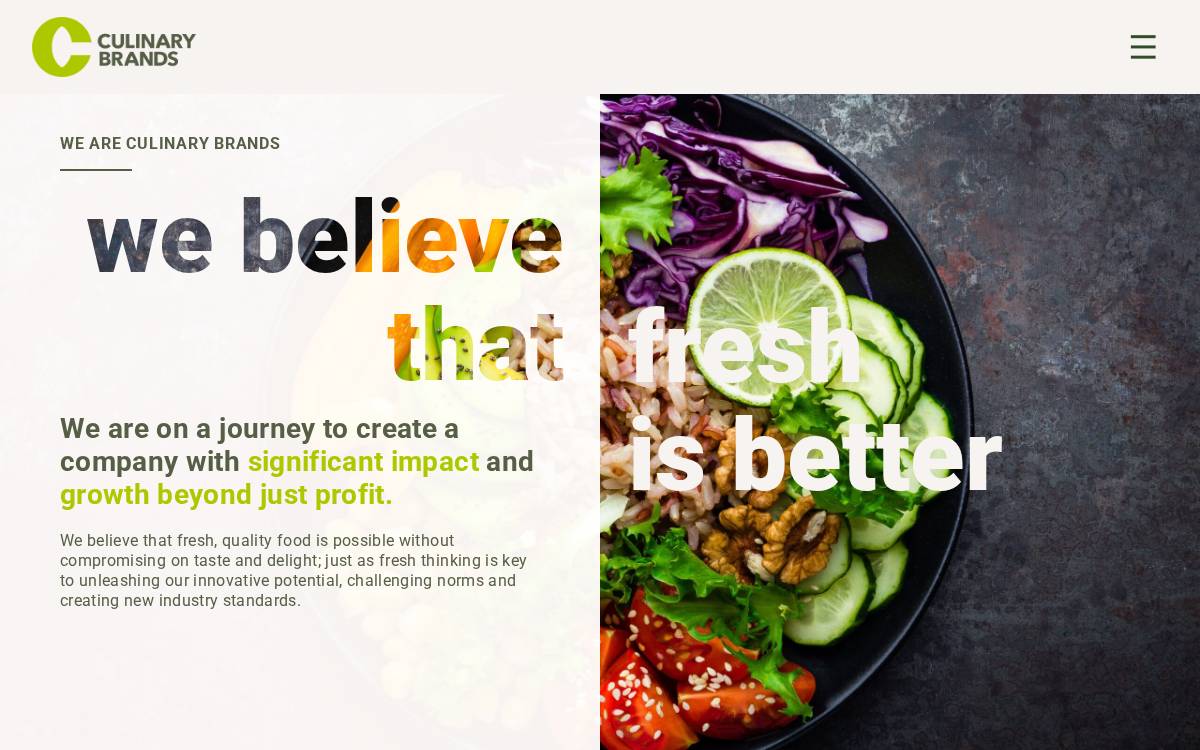 Culinarybrands website preview