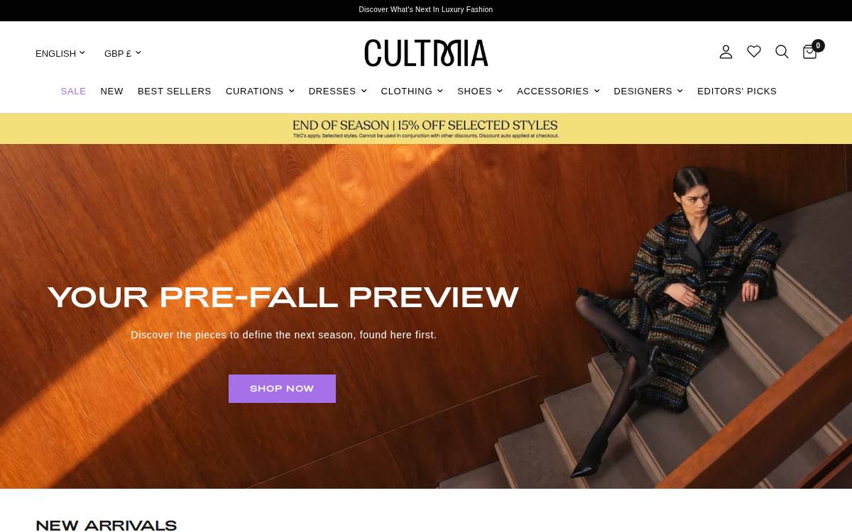 Cultmia website preview