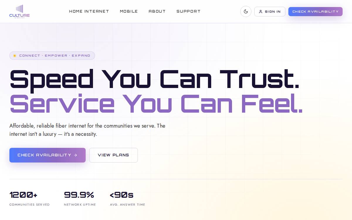 Culture Wireless website preview