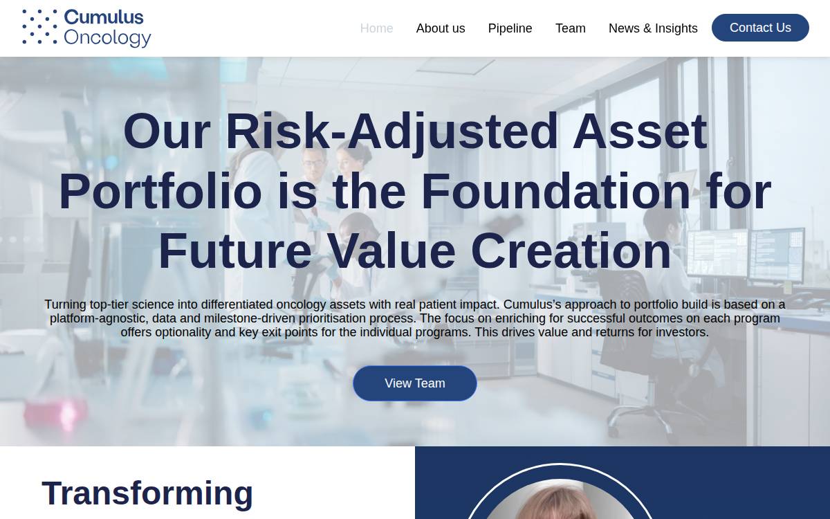 Cumulus Oncology website preview