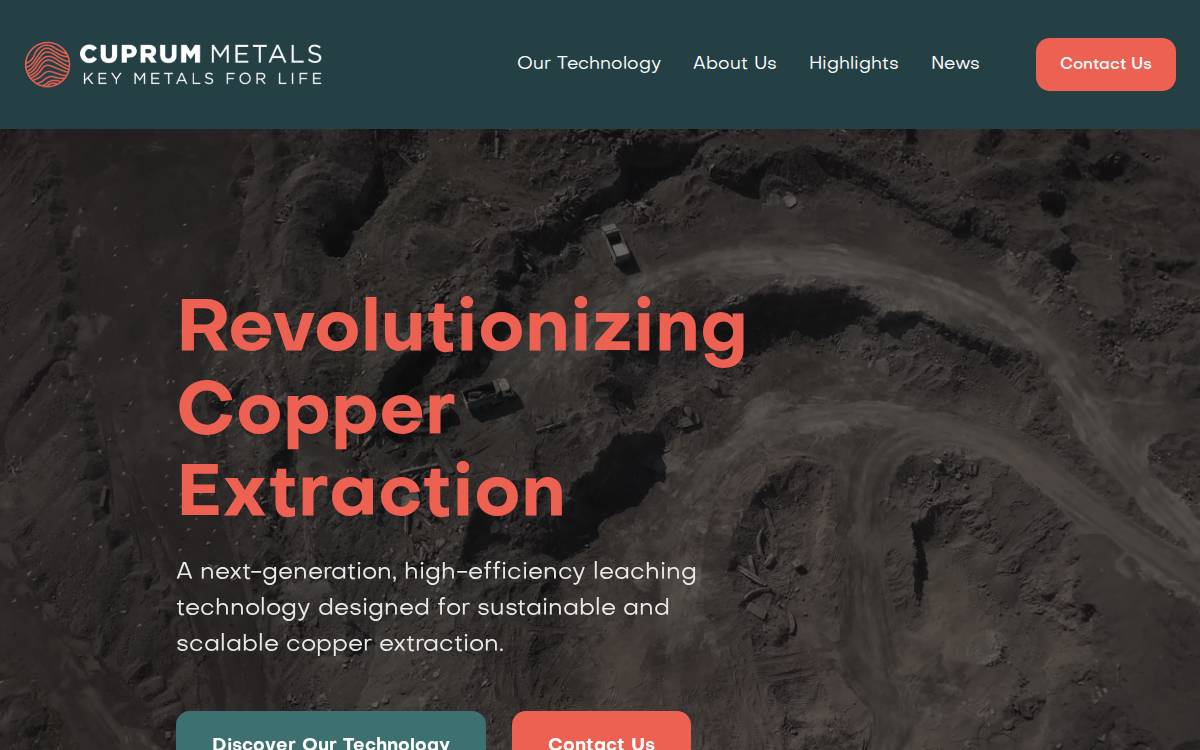 Cuprum Metals website preview