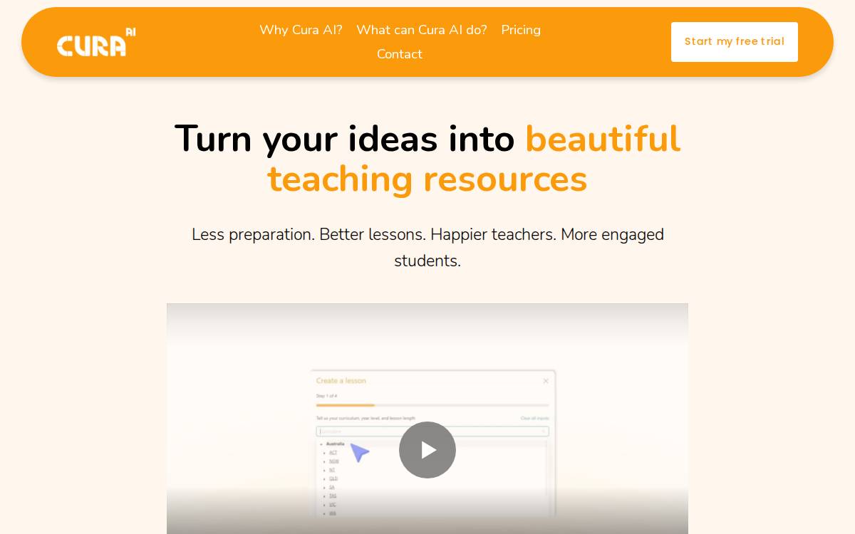 Curaeducation website preview