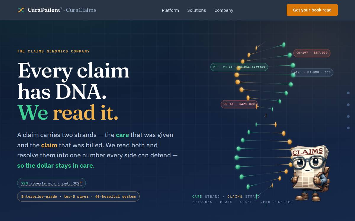 Curapatient website preview