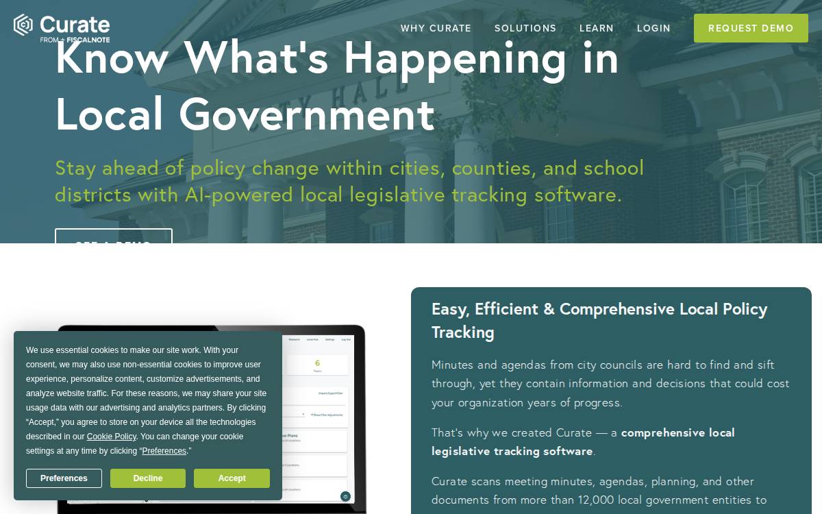 Curate Solutions website preview