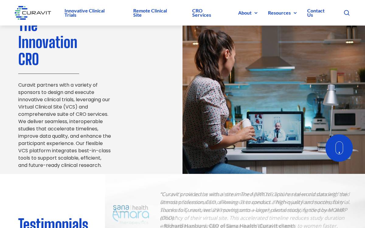 Curavit Clinical Research website preview