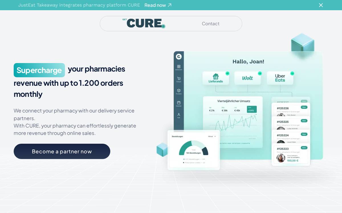 Cure website preview