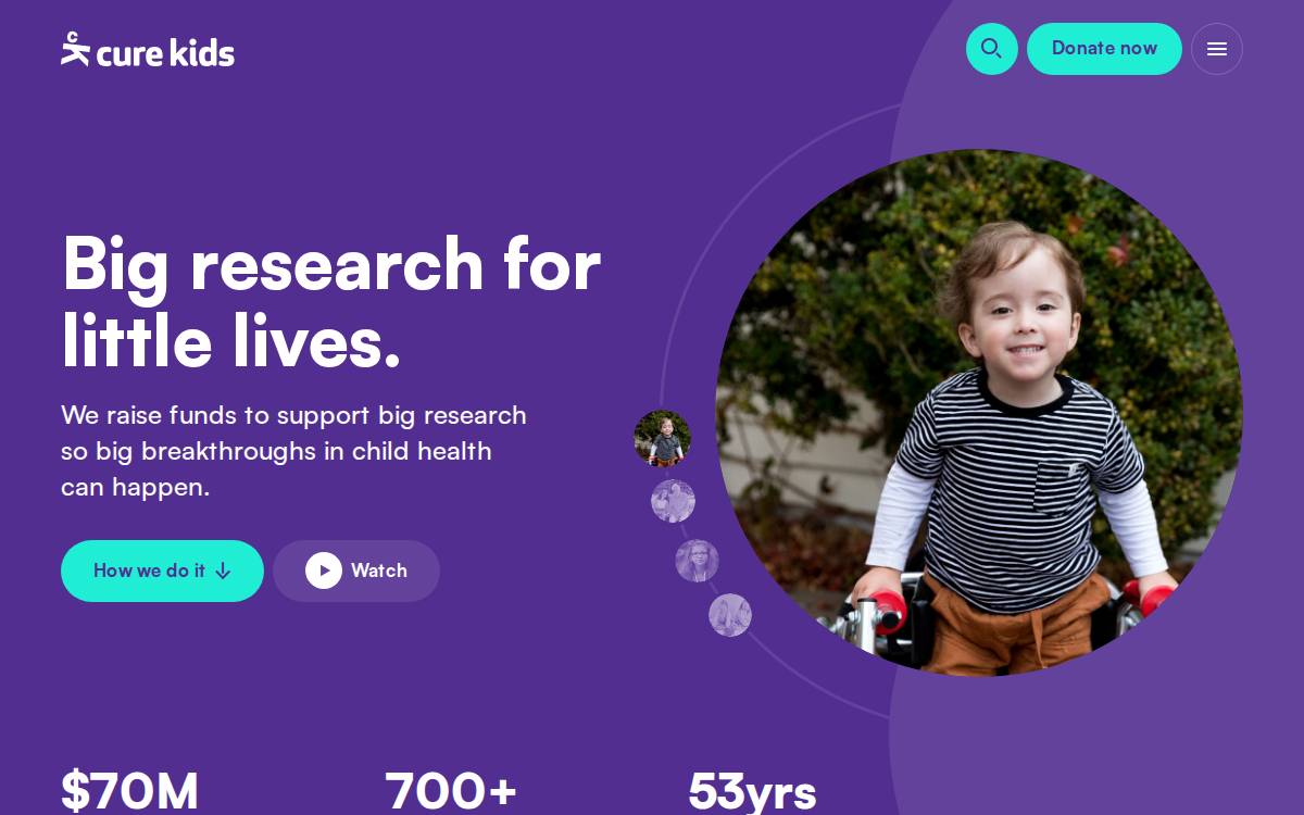 Cure Kids website preview