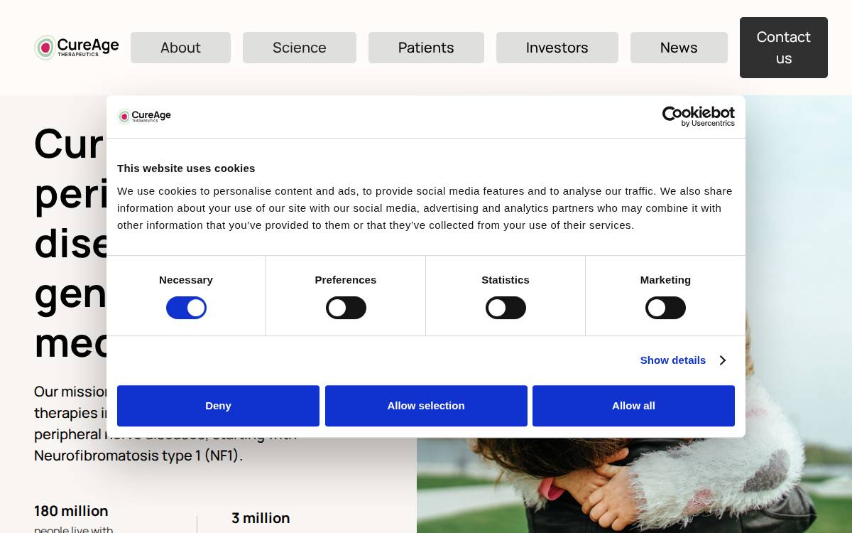 CureAge website preview