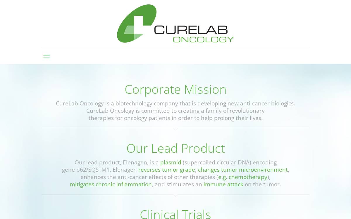 Curelab Oncology website preview
