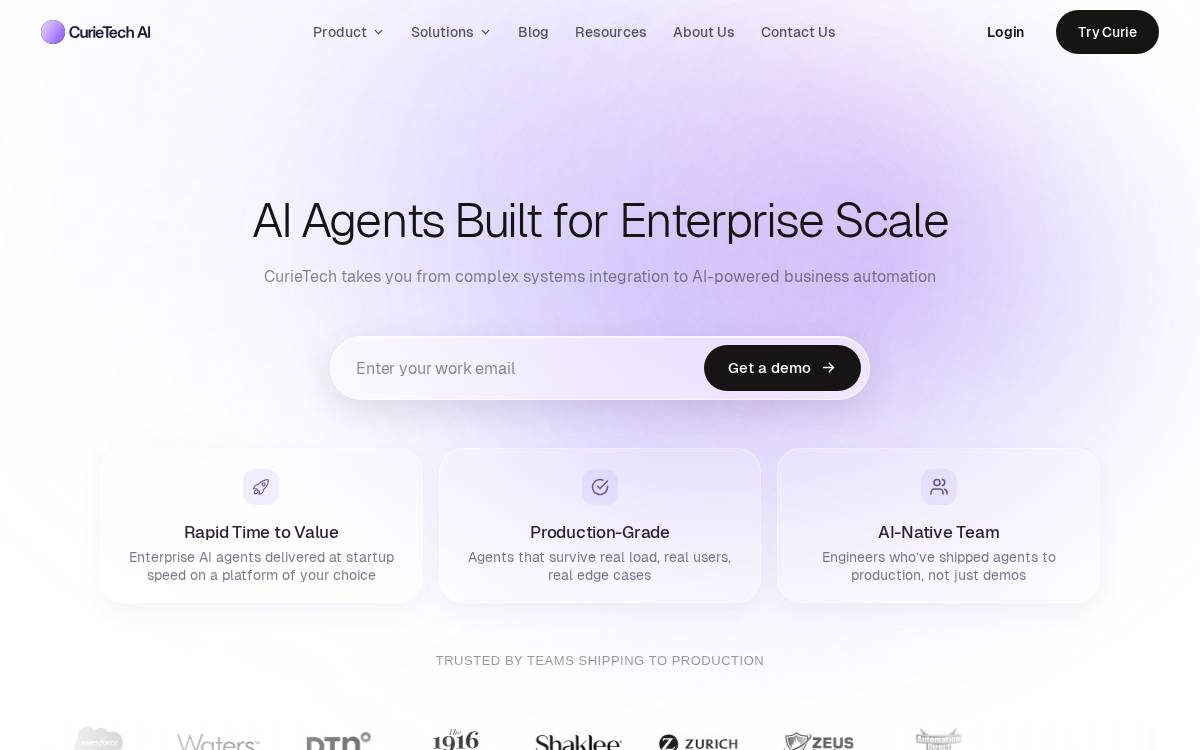 CurieTech website preview
