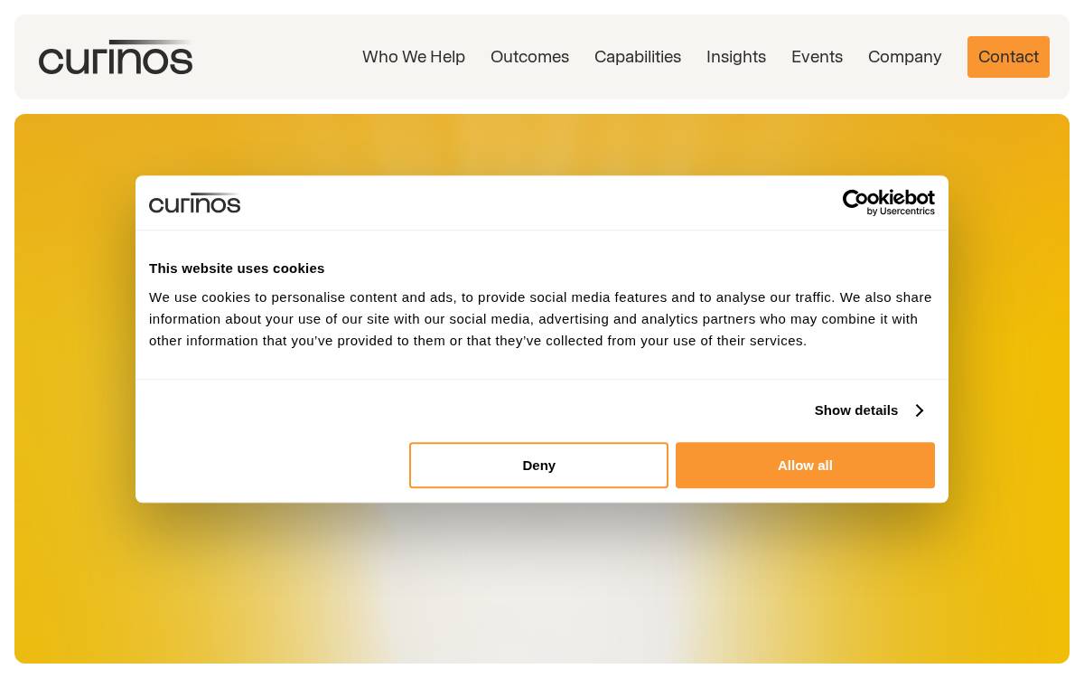 Curinos website preview