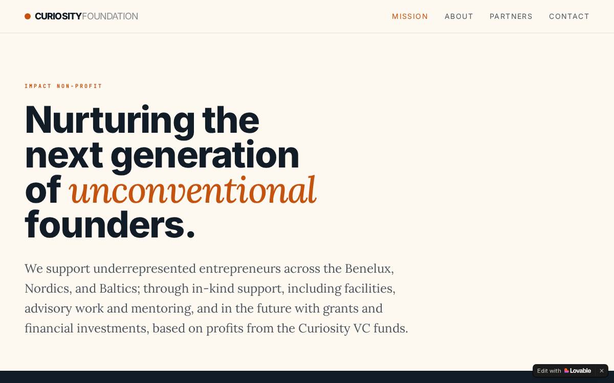 Curiosity Foundation website preview
