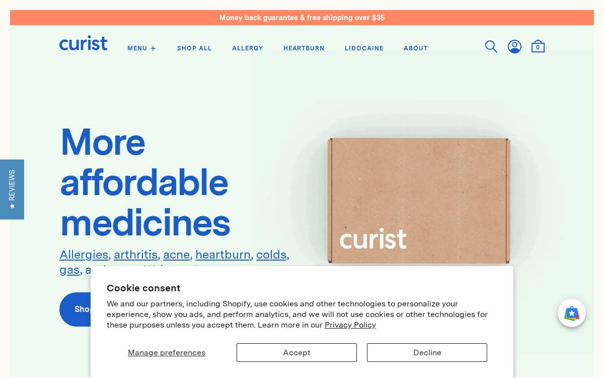 Curistrelief website preview