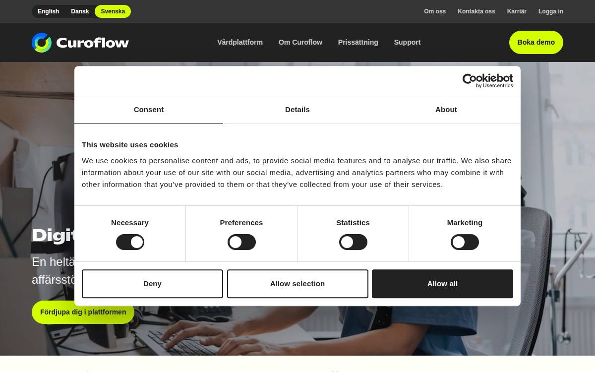 Curoflow website preview
