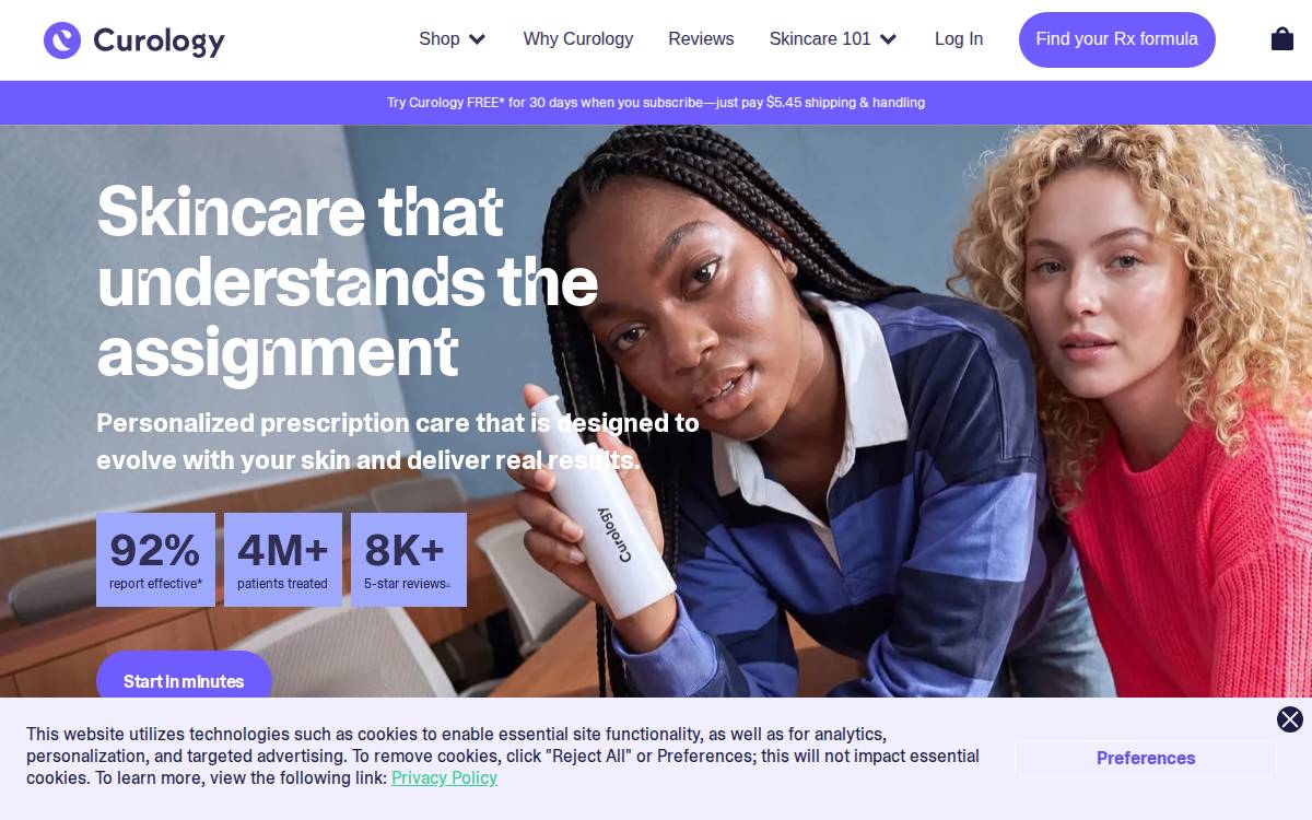 Curology website preview