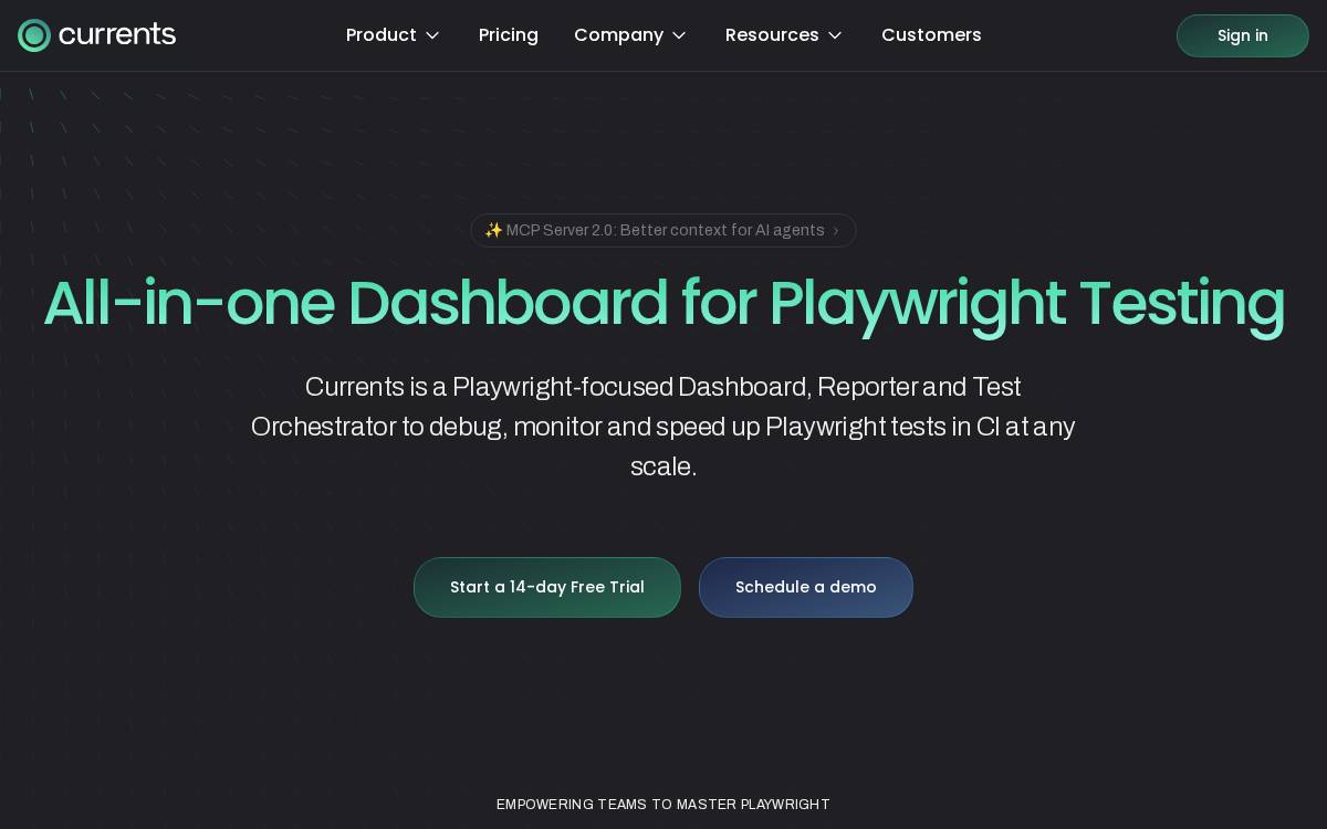 Currents website preview