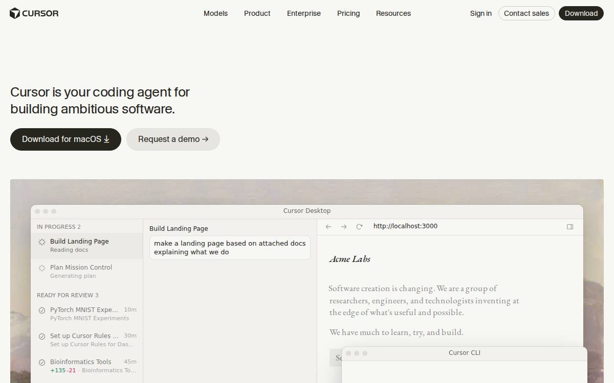 Cursor website preview