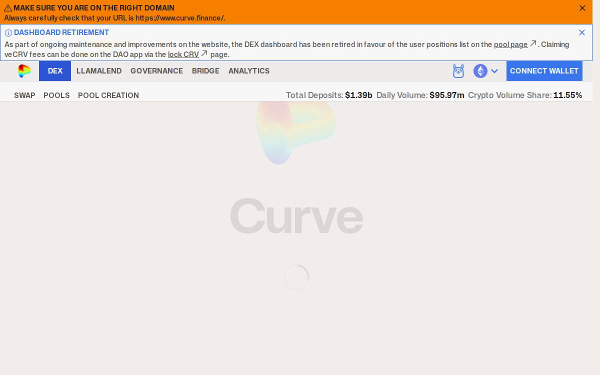Curve Finance website preview