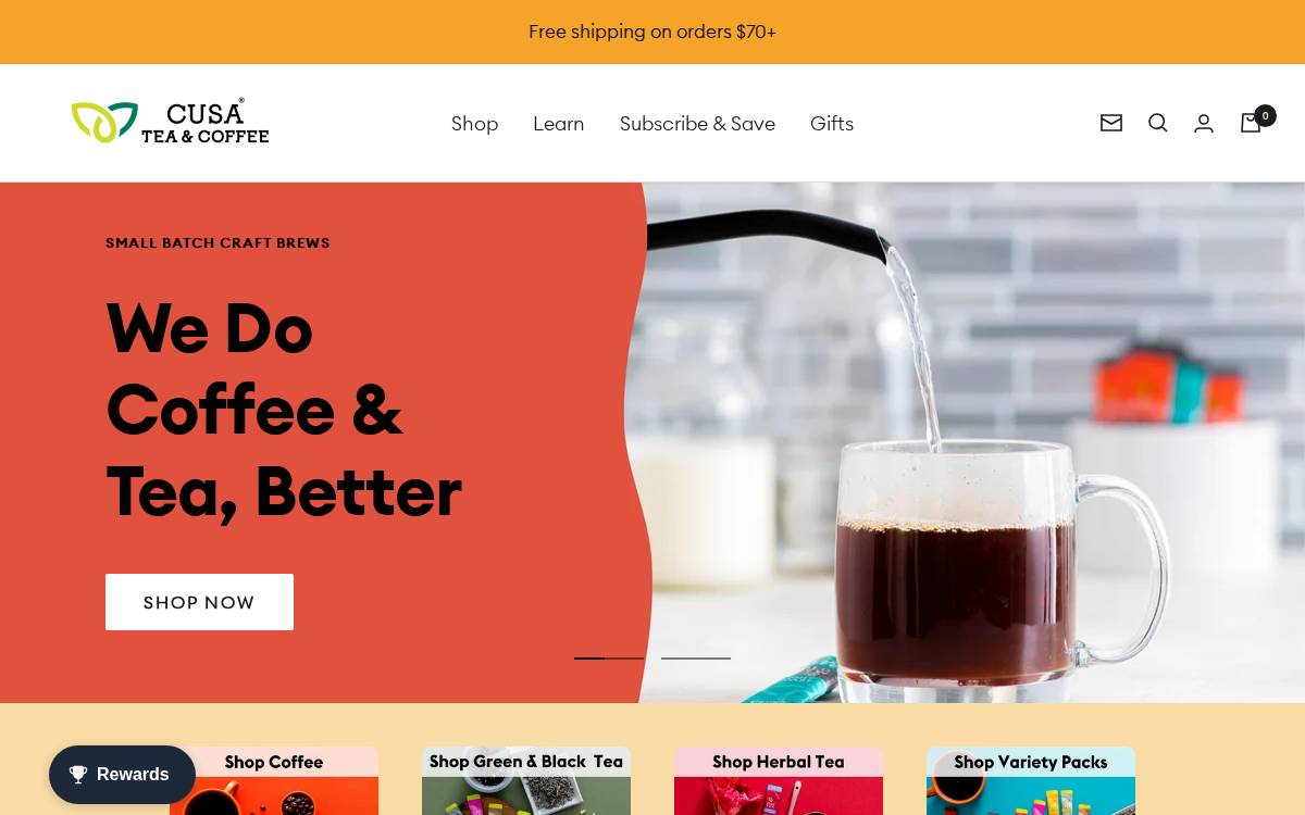 Cusa Tea website preview