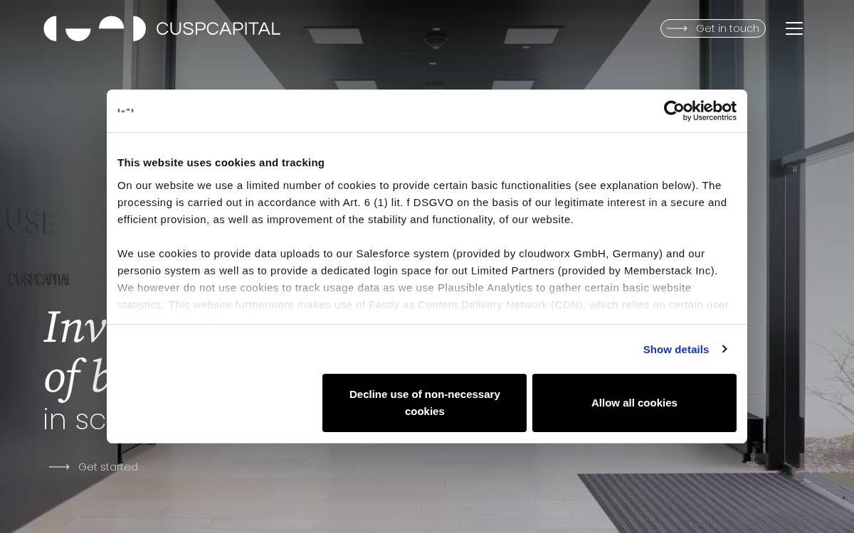 Cusp Capital website preview