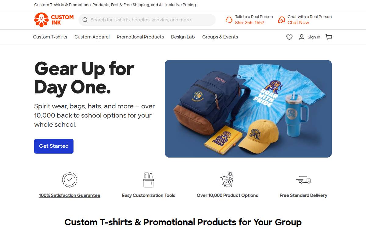 Custom Ink website preview