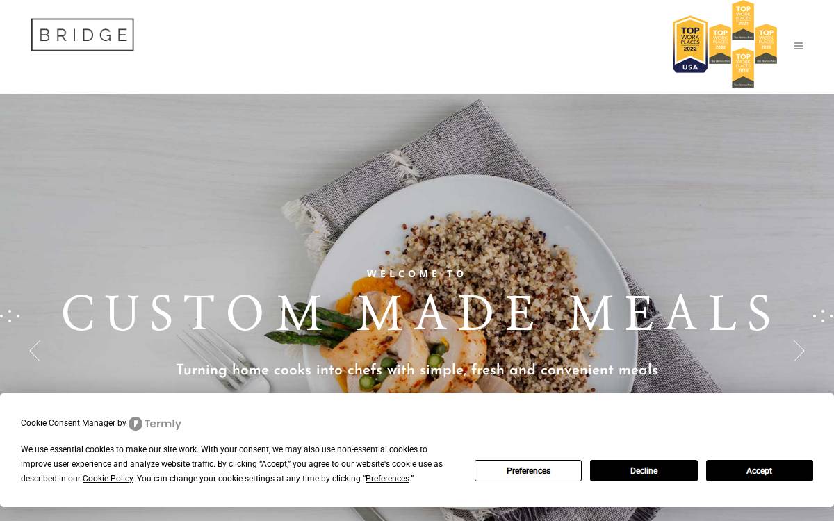 Custom Made Meals website preview