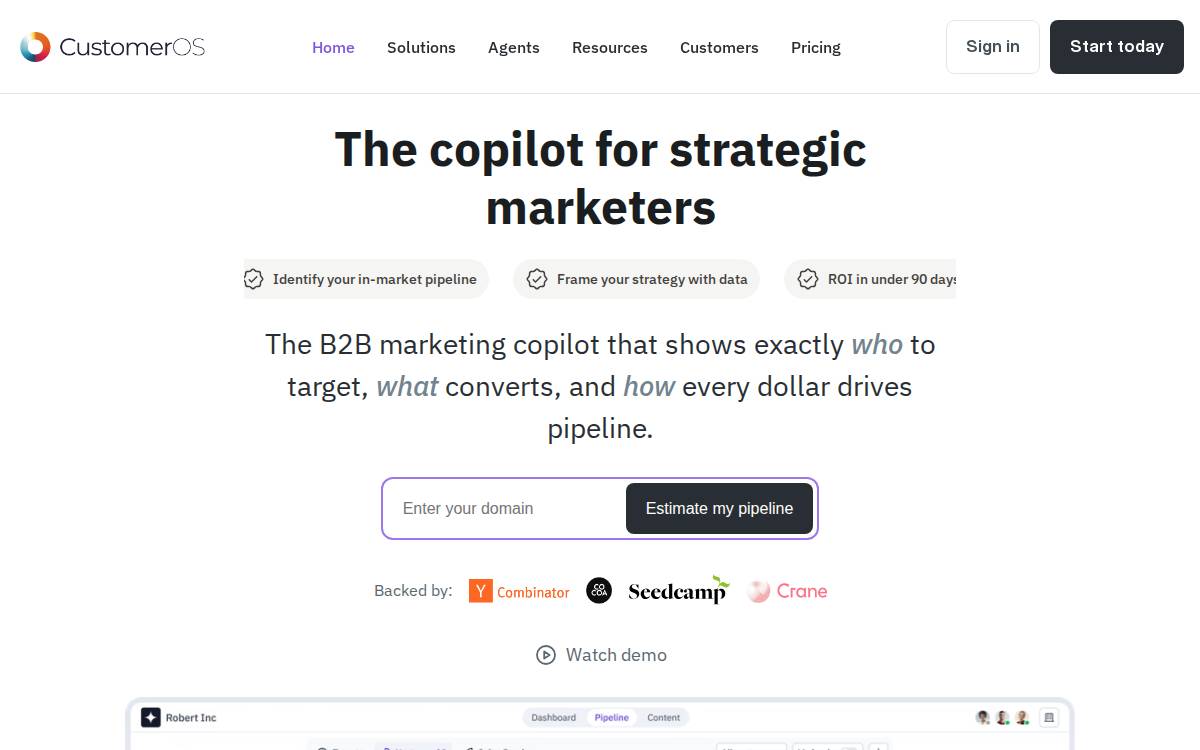 CustomerOS website preview