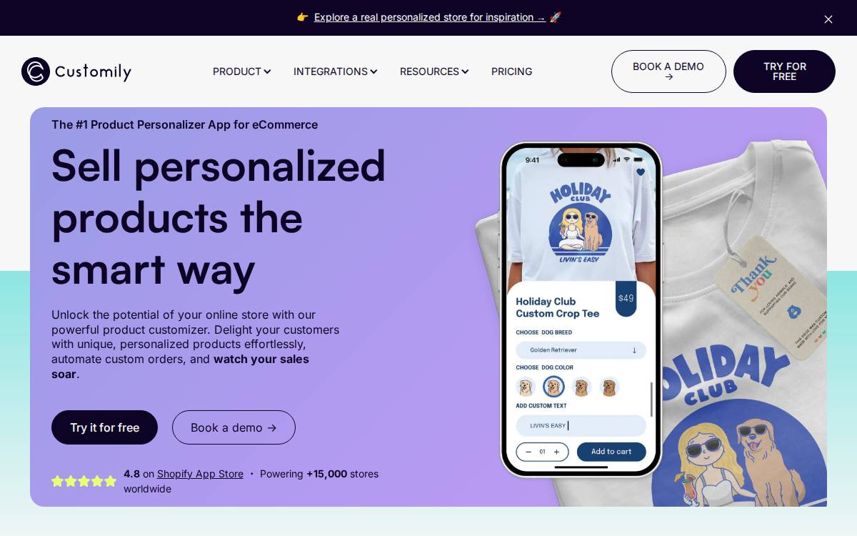 Customily website preview