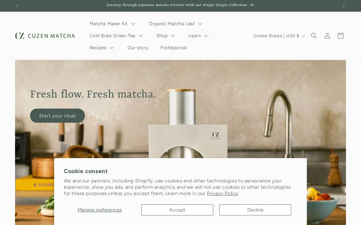 Cuzenmatcha website preview