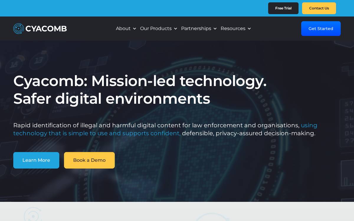 Cyacomb website preview