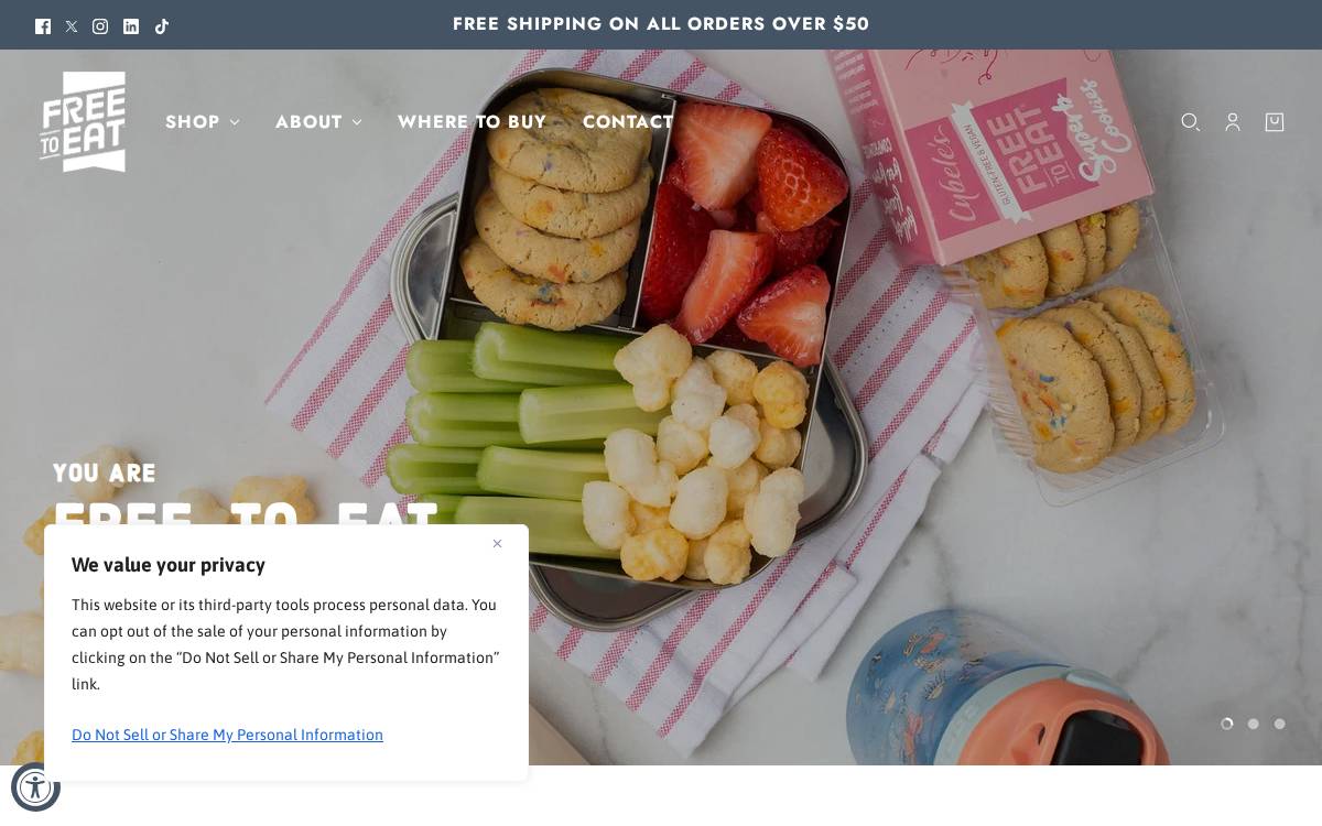 Cybele's Free to Eat website preview