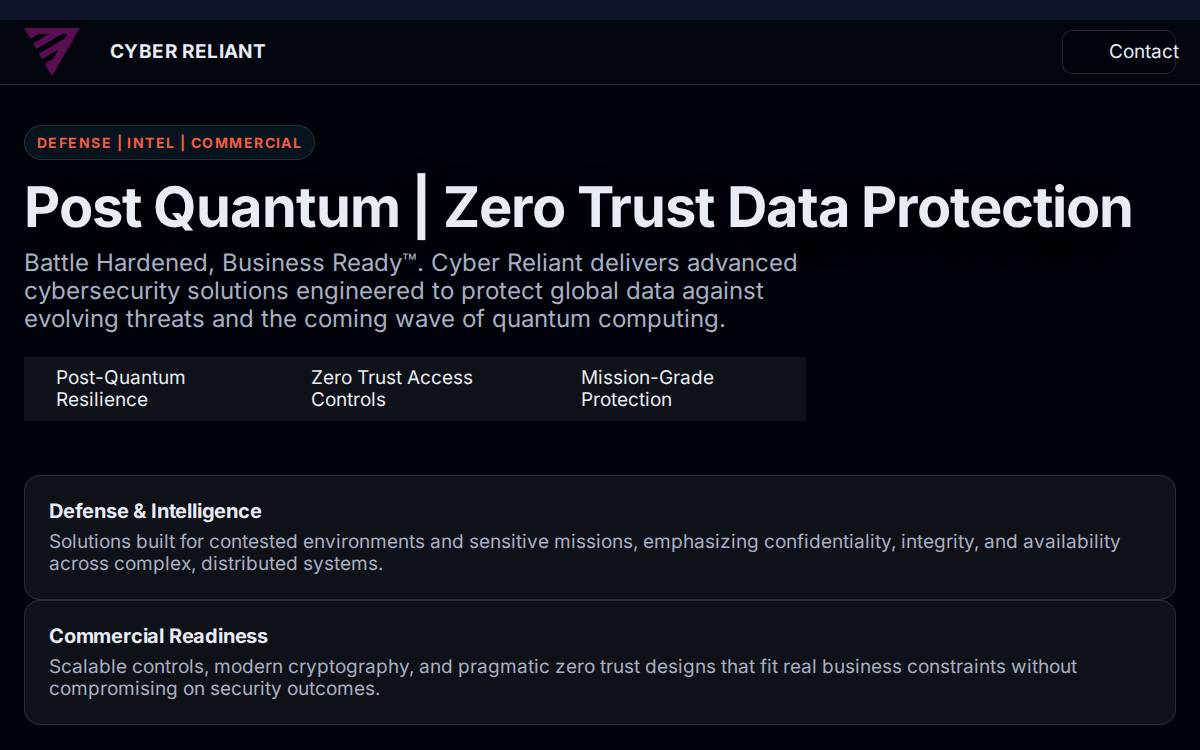 Cyber Reliant website preview