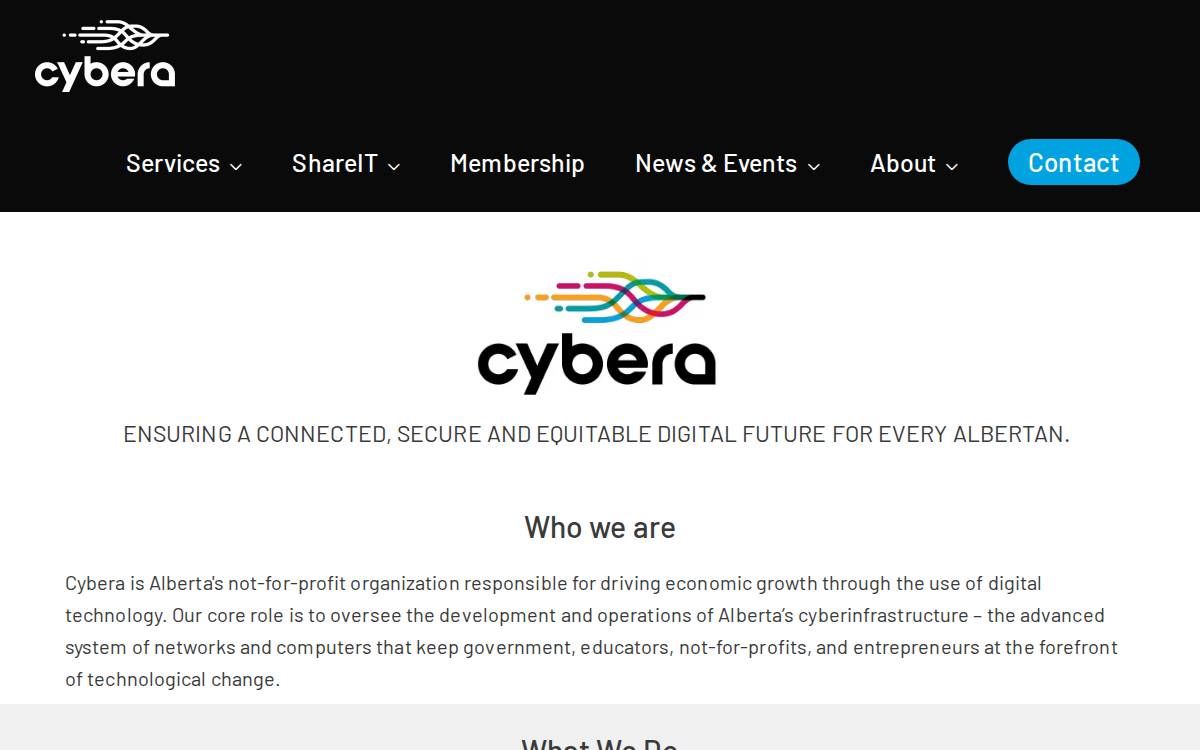 Cybera website preview