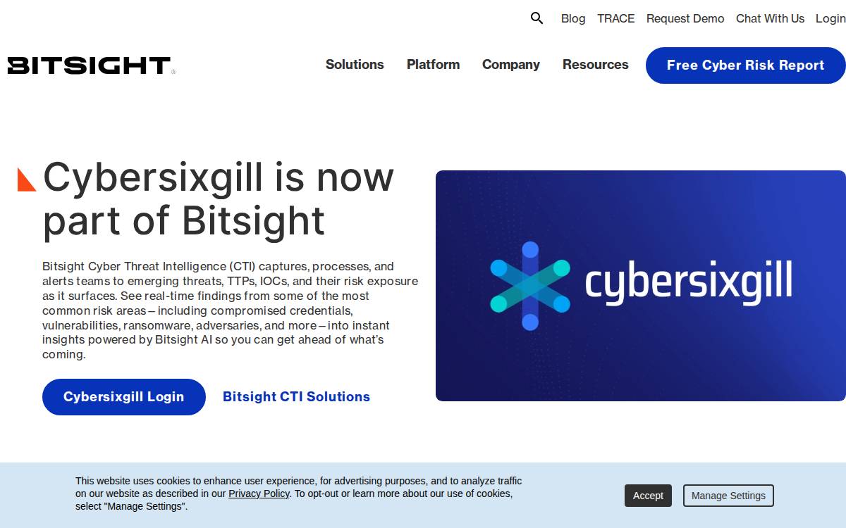 Cybersixgill website preview