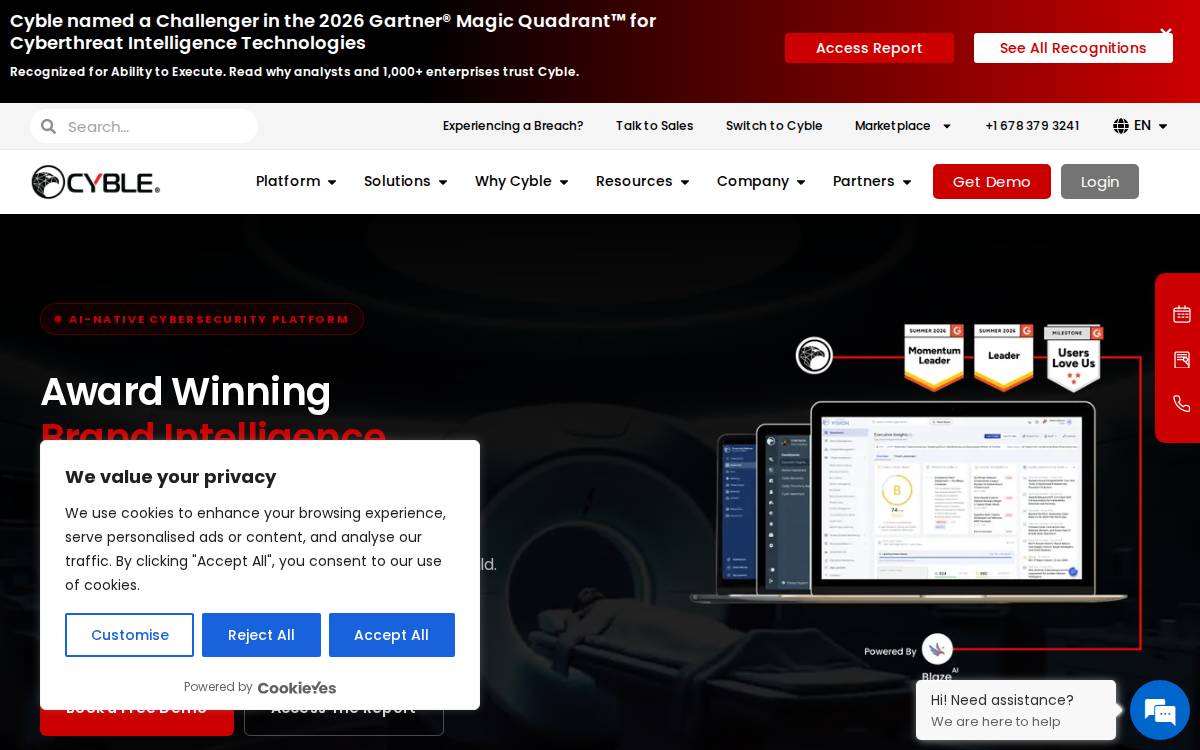 Cyble website preview