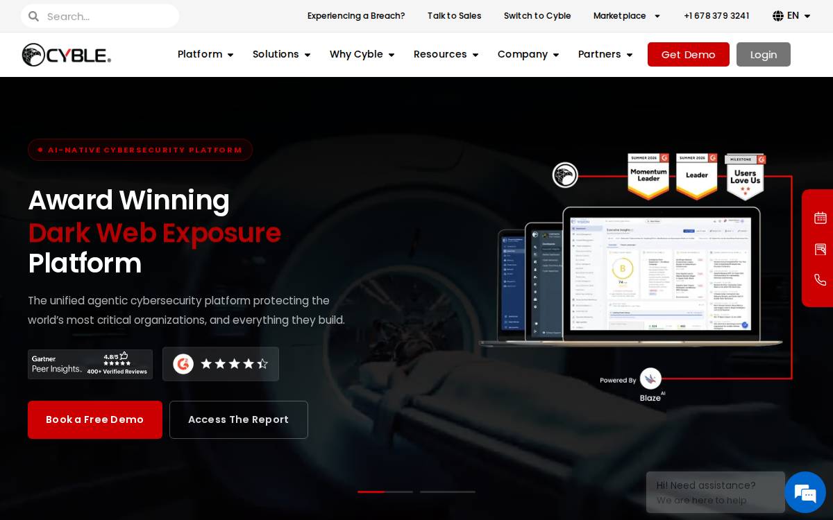Cyble website preview