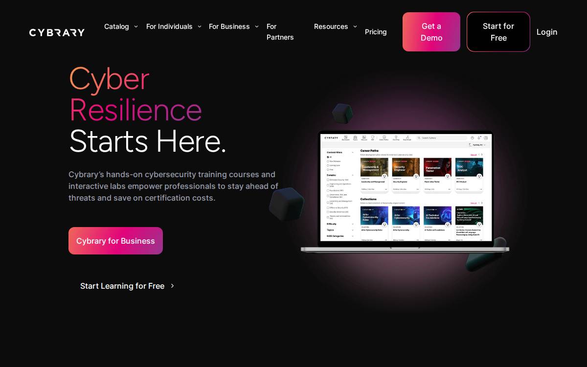 Cybrary website preview