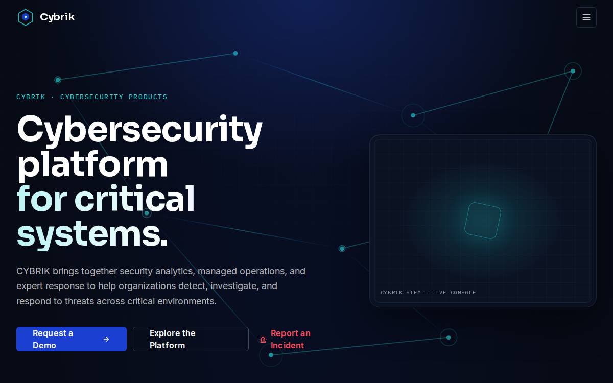Cybrik website preview