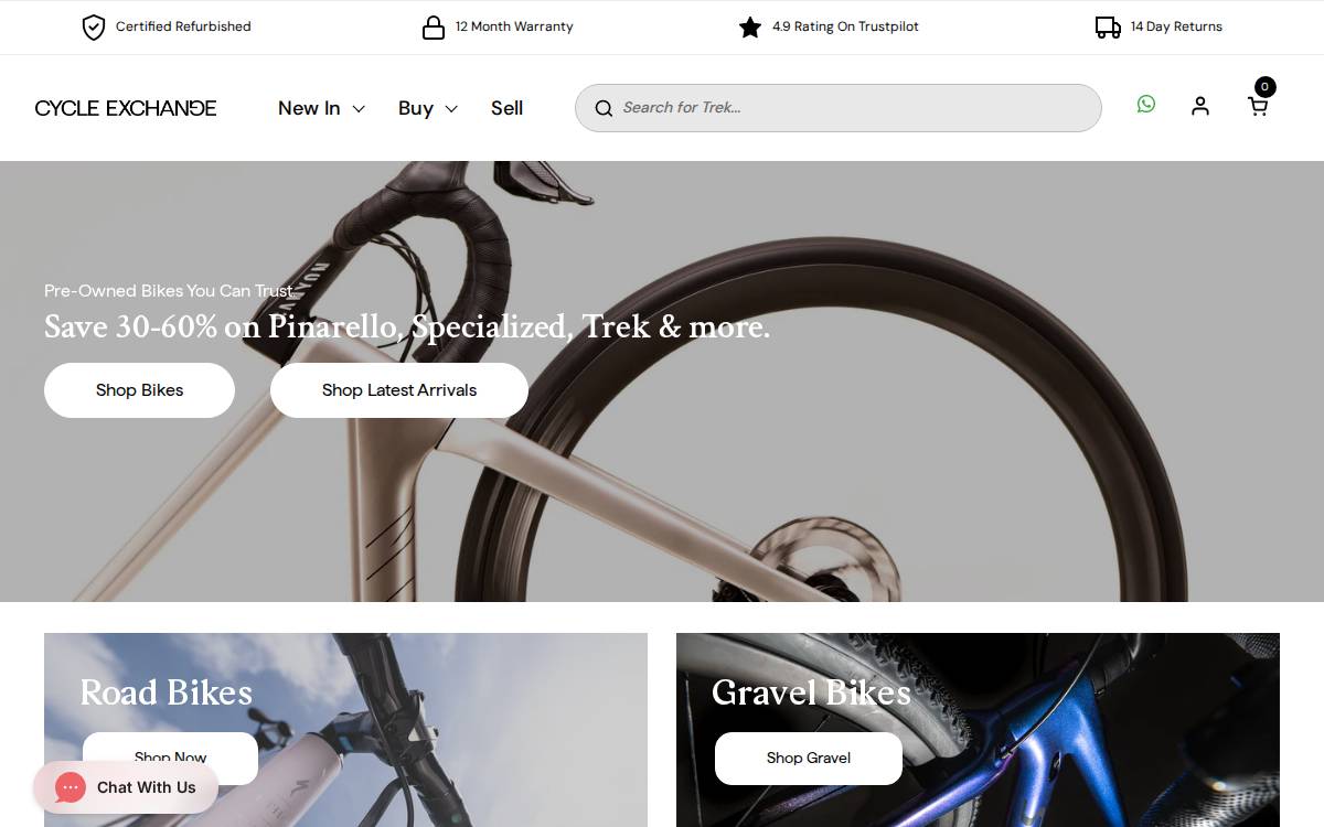 Cycle Exchange website preview