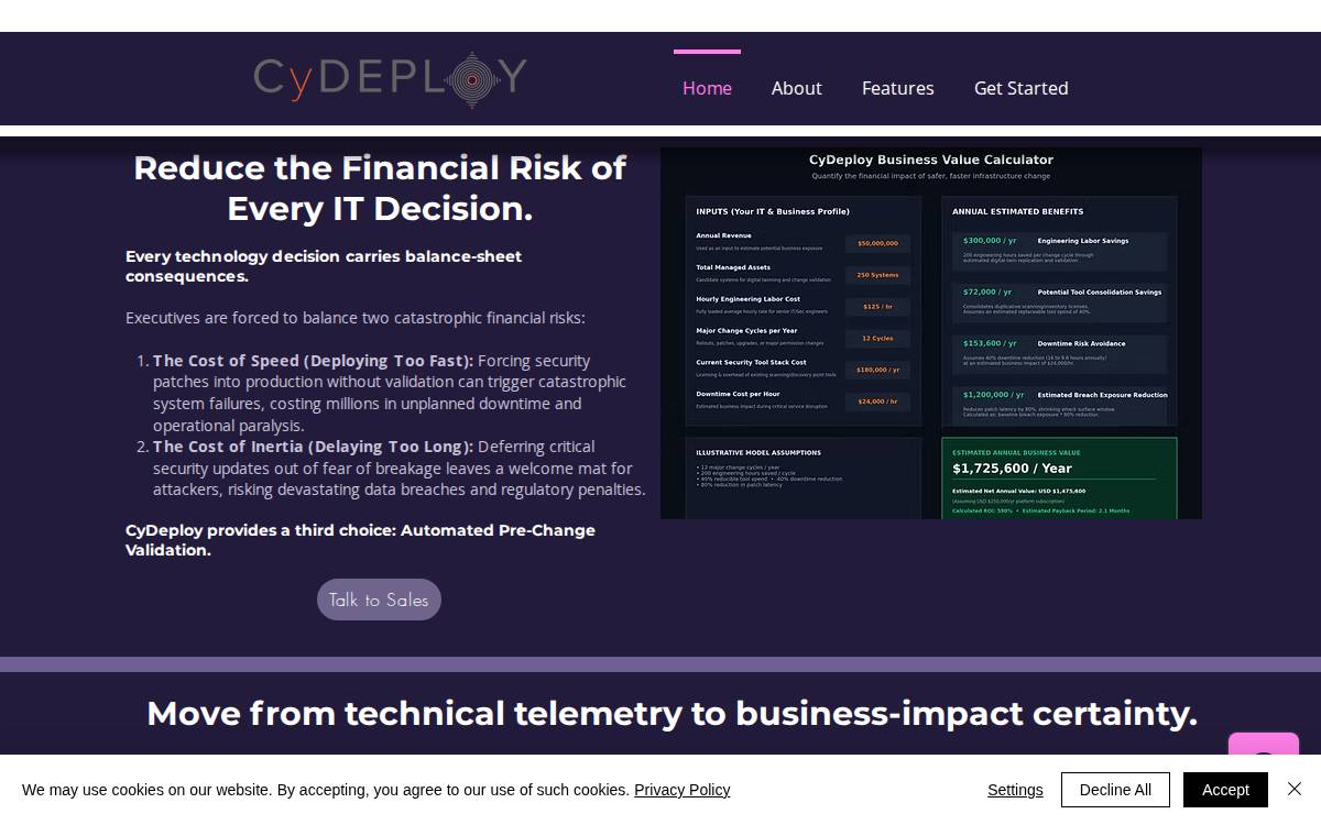 CyDeploy website preview