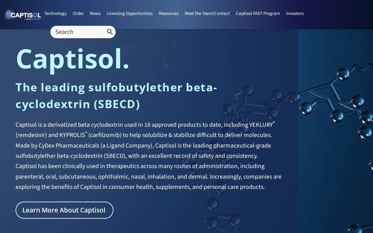 Cydex Pharmaceuticals Inc website preview