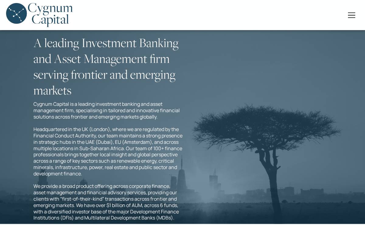 Cygnum Capital Group website preview