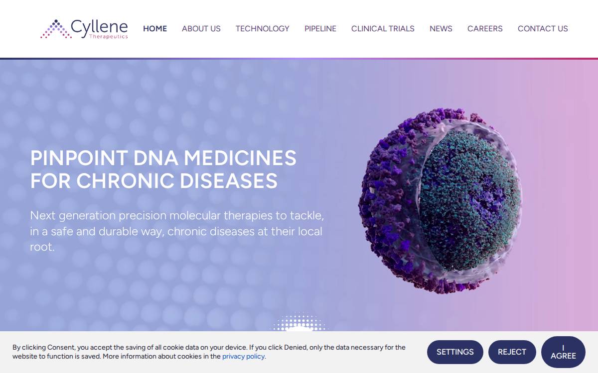 Cyllene Therapeutics website preview