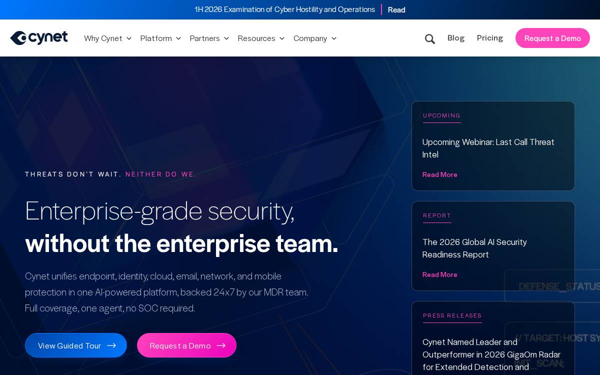 Cynet website preview