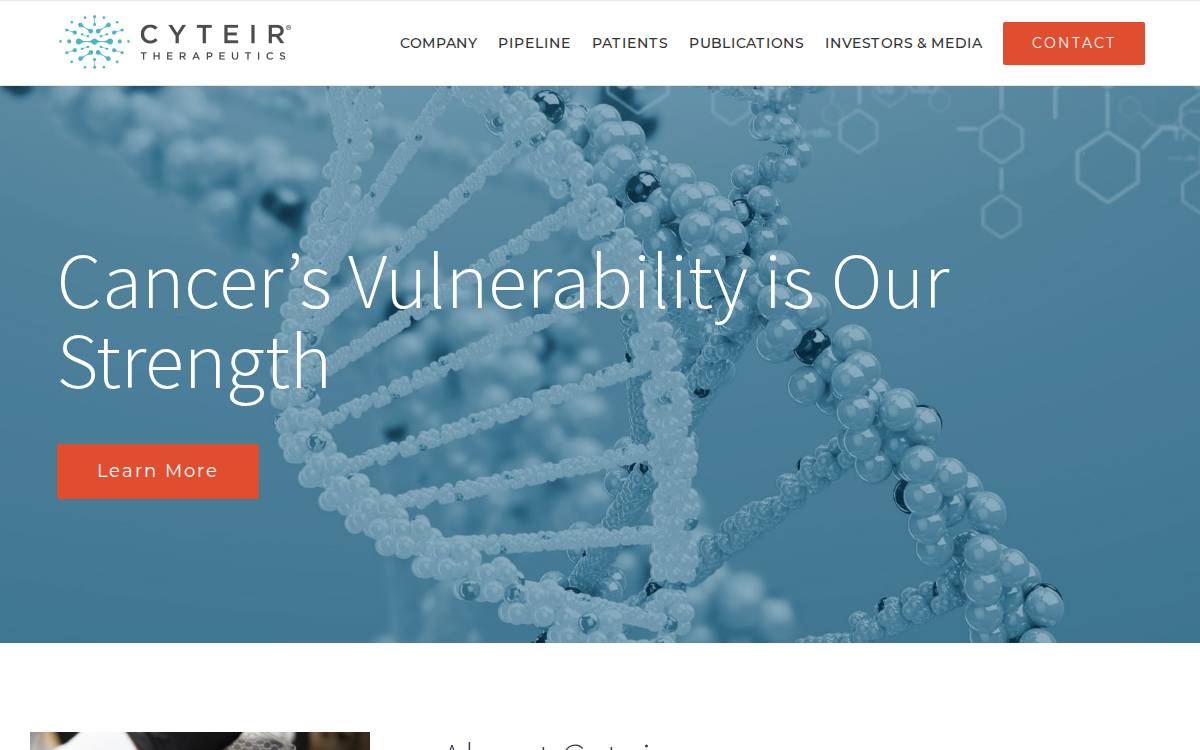 Cyteir Therapeutics website preview