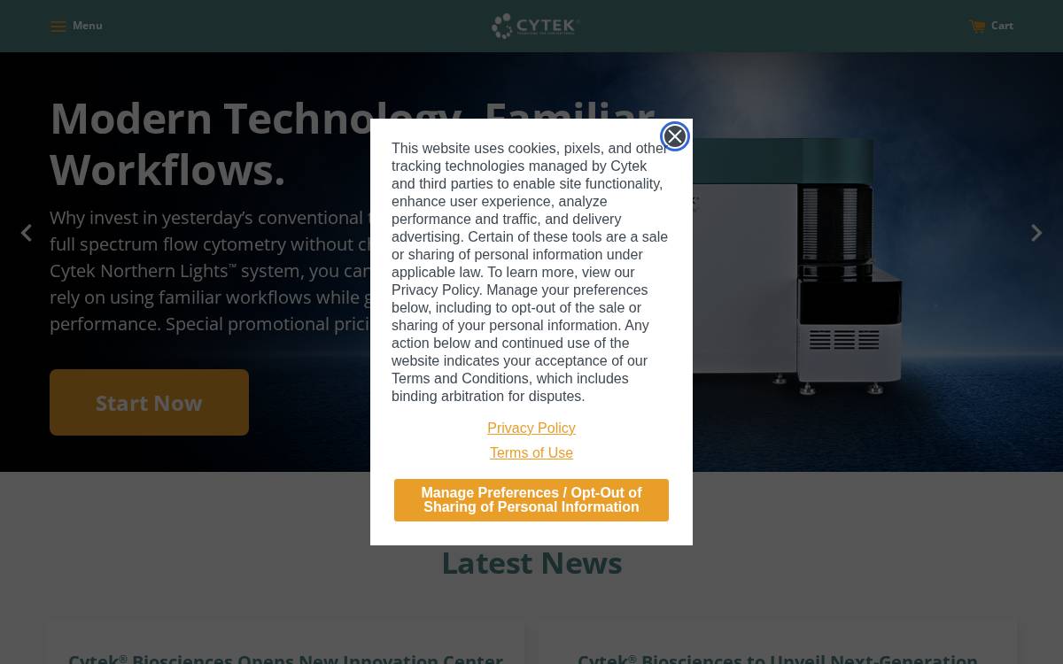 Cytek Biosciences website preview