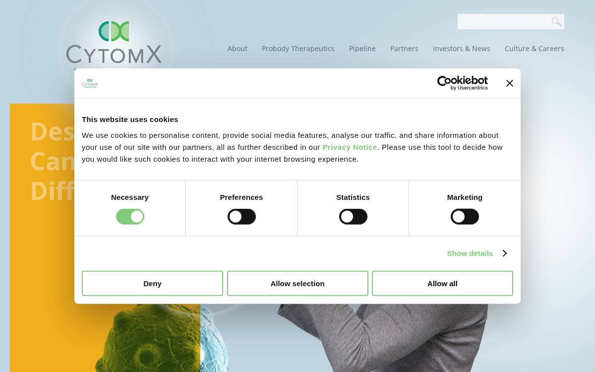 CytomX website preview
