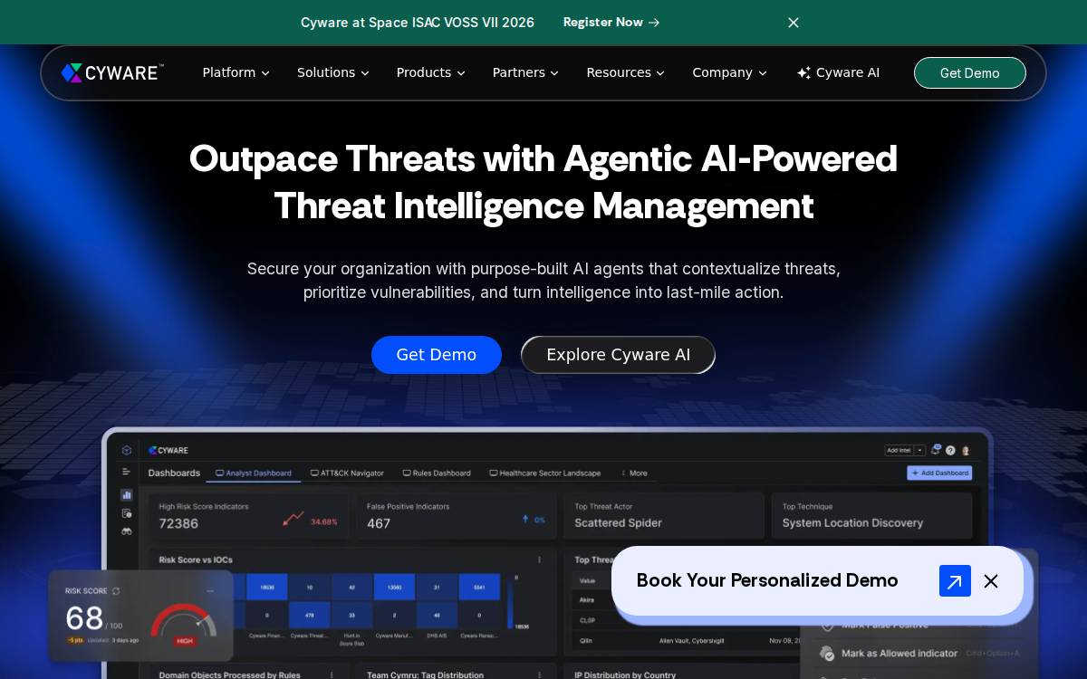 Cyware website preview